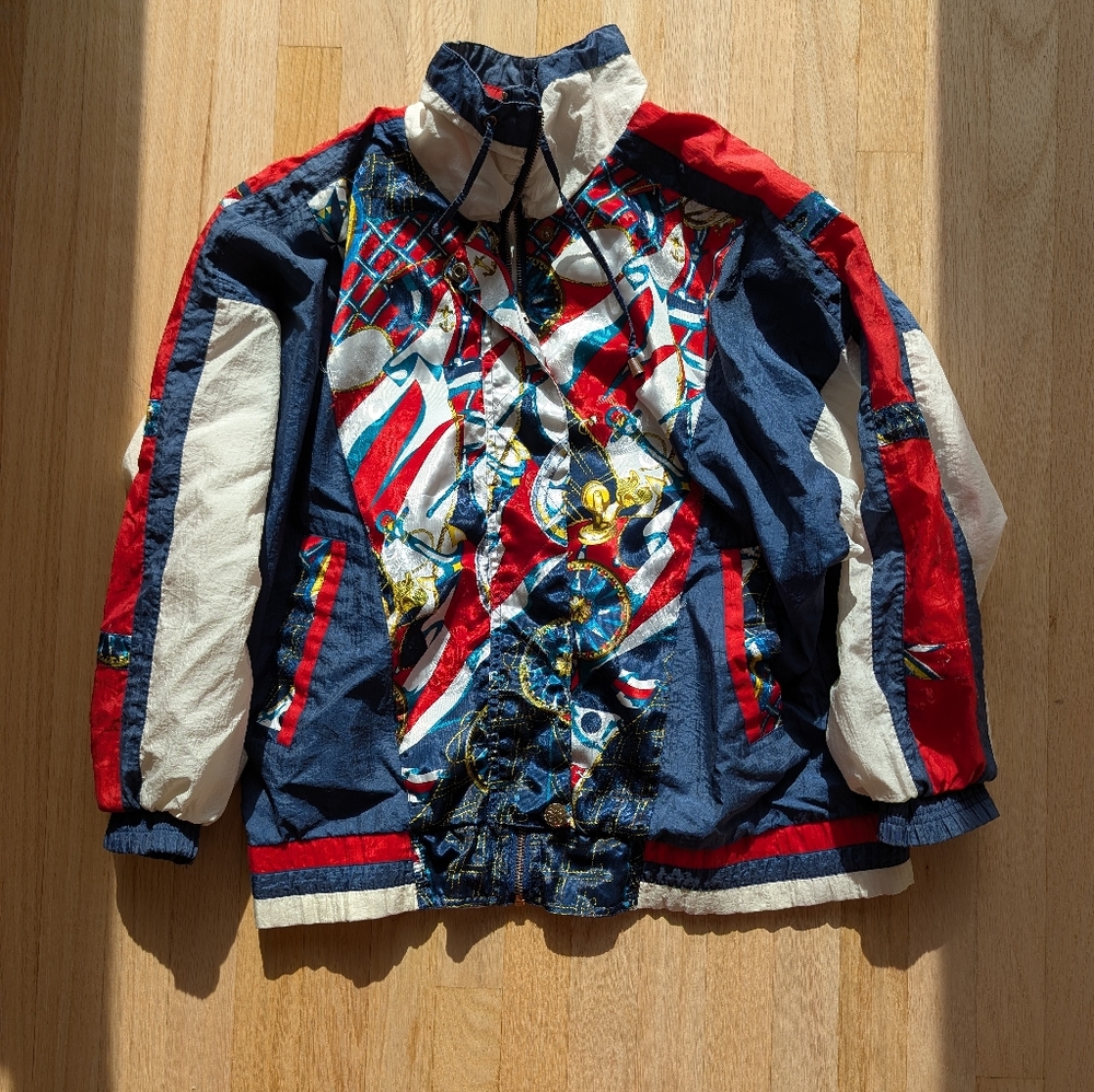 Vintage 90's Starter Sports Jacket from River's Edge Nautical Nylon (Size Small)